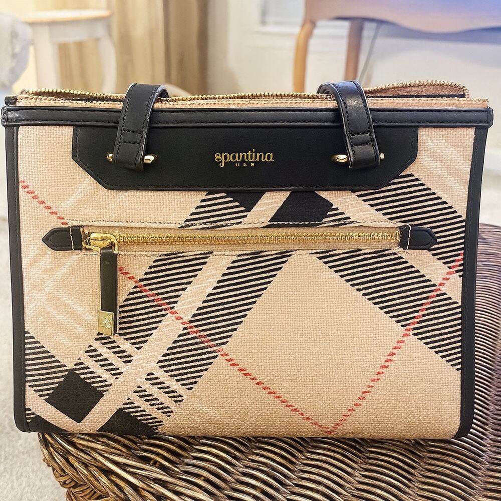 Spartina 449 Natural Linen Genuine Leather Bag Purse
